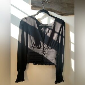 Essue Black Button-Front Blouse